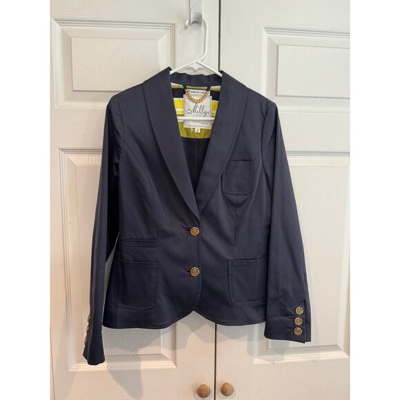 Milly of New York Navy Blazer Gold Crest Buttons Bergdorf Goodman Sz8 - Picture 1 of 8